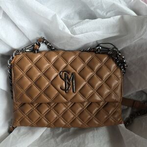 Steve Madden Brown Quilted Crossbody Bag with Chain Strap